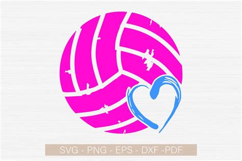 Volleyball Svg With Heart Vector Clipart Sports Svg Cut