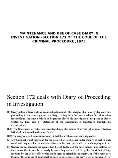 Maintenance And Use Of Case Diary In Investigation Legal Procedure