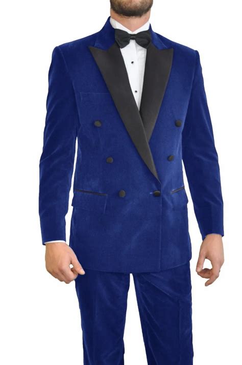 Peaked Lapel Royal Bule Men Suits Double Breasted Suits New Arrival