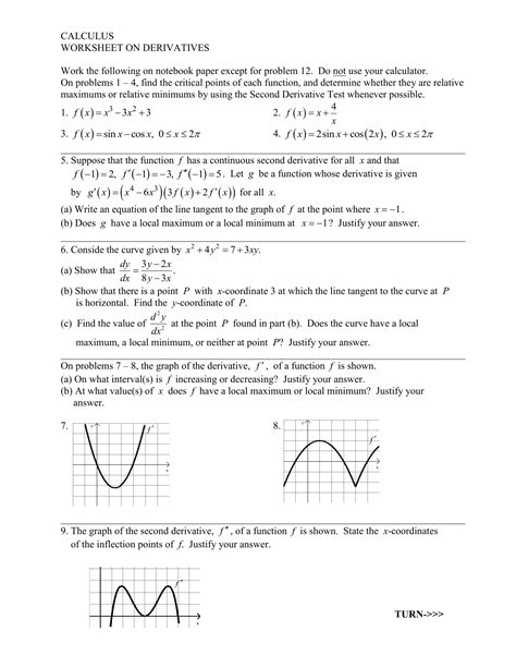 Derivative Worksheet Printable Word Searches