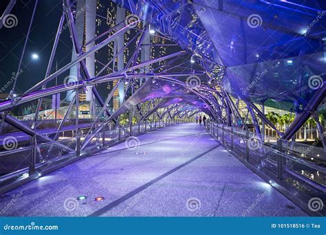 The Helix Bridge editorial photo. Image of lion, nighttime - 101518516