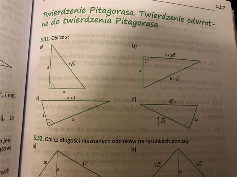 Twierdzenie Pitagorasa Oblicz X Przyk Ad D Brainly Pl