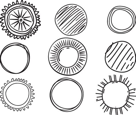 Set of Cute Hand Drawn Circle Shapes, vector on isolated white ...