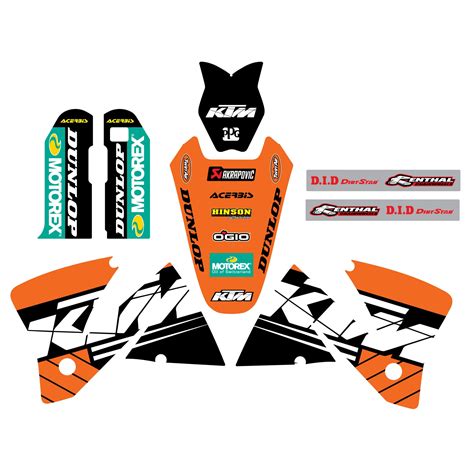 KTM Orange Factory Graphics Decals Kit For EXC 250 300 350 400 520 2001