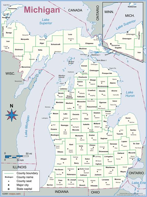 Michigan Wall Map With Counties By Mapsales | Images and Photos finder