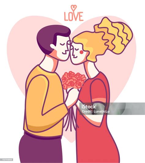 Happy Valentine Day Card Love Couple Of Man And Woman In Love Stock Illustration Download