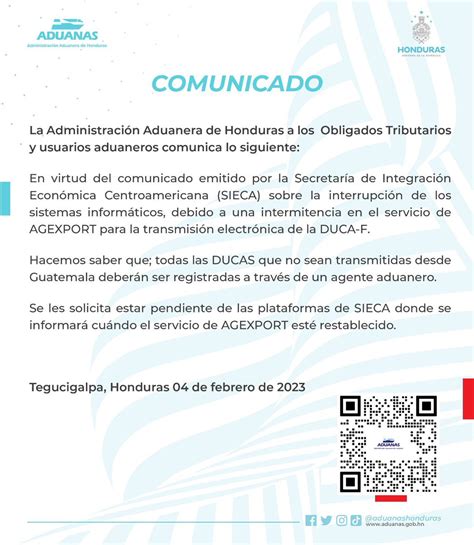 Aduanas Honduras On Twitter Aduanasinforma Ante Intermitencia En El