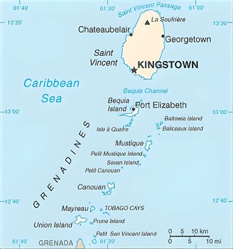 Principales Villes De Saint Vincent Et Les Grenadines