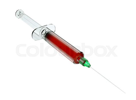 Medical syringe with drugs top side view isolated | Stock image | Colourbox
