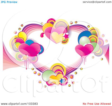 Royalty-Free (RF) Clipart Illustration of Clusters Of Shiny Hearts ...