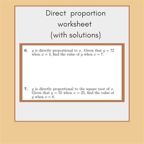 Direct Proportion Worksheet With Solutions Worksheets Library