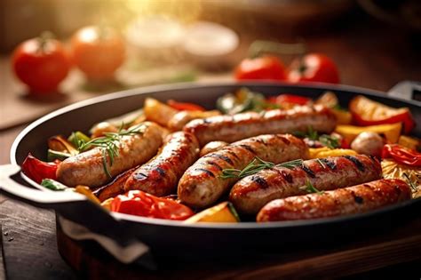 Delicious German Pork Sausages On The Barbecue Premium Ai Generated Image