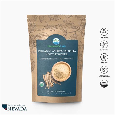 Nature S Lab Organic Ashwagandha Root Powder 1 Lb Bag Ashwagandha