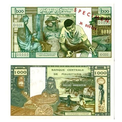 1973 Banknote Mauritania 1000 Ouguiya Musicians Specimen P3s