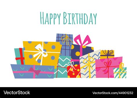 Package Gift Festive Cardboard Box Happy Birthday Vector Image