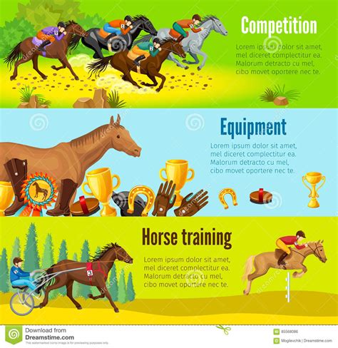 Cartoon Equestrian Sport Composition Vector Illustration