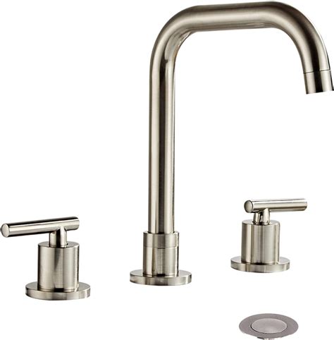 Wovier Brushed Nickel Inch Widespread Waterfall Bathroom Sink