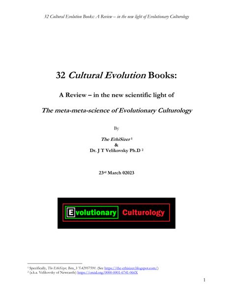 PDF THE META META SCIENCE OF EVOLUTIONARY CULTUROLOGY Part 1