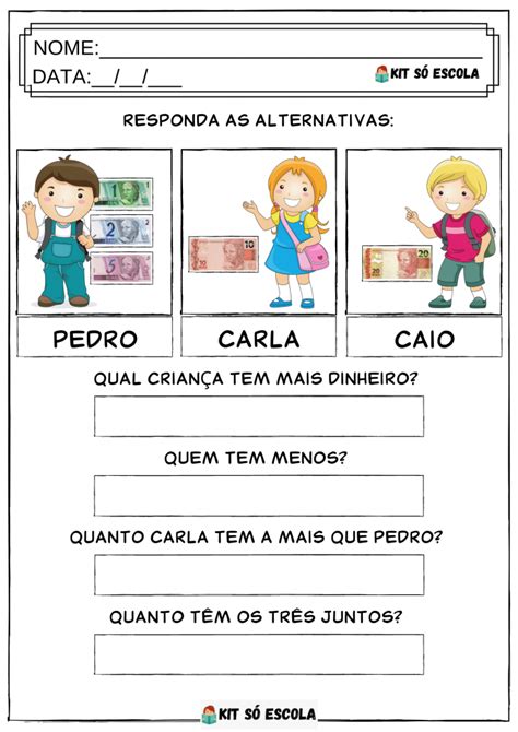 11 Atividades Com Sistema Monetário SÓ Escola