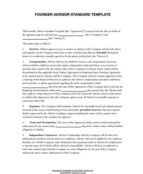 Financial Advisory Agreement Template