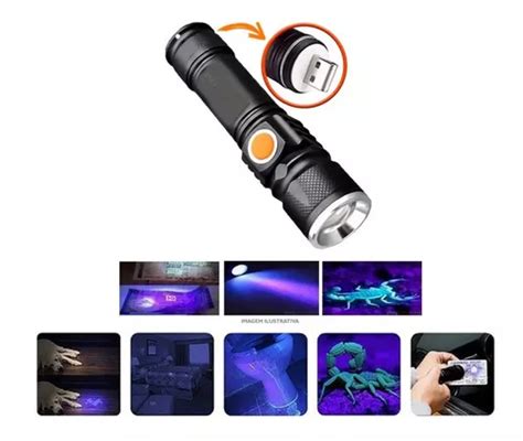 Lanterna Potente Ultravioleta Led Cree T Luz Negra Uv Usb Mercadolivre