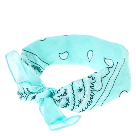 Mint Paisley Print Bandana Headwrap Claires Us