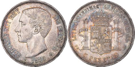 Spanien Pesetas Madrid M Nze Alfonso Xii Madrid Ss Silber