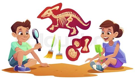 Children archaeology explore cartoon landing page | Stock vector ...