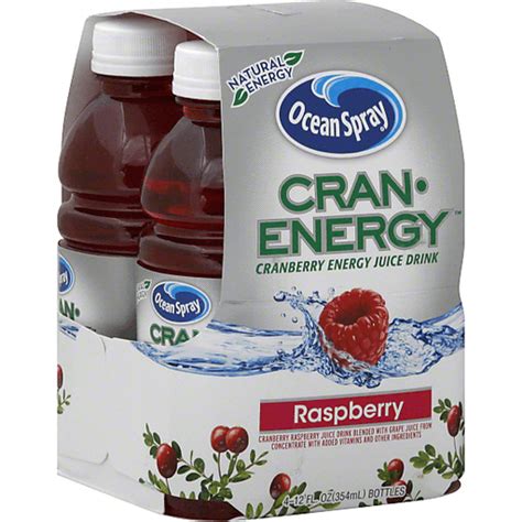 Ocean Spray Cran Energy Cranberry Energy Juice Drink Raspberry 4 Ct Pantry Foodtown