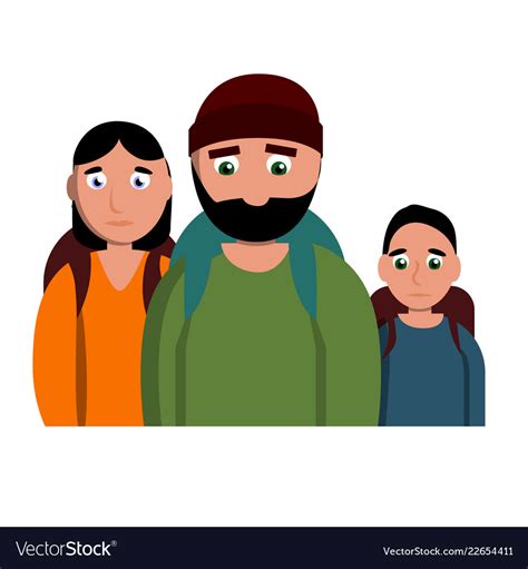 Sad homeless family icon cartoon style Royalty Free Vector