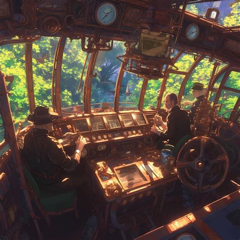 Premium Photo Steampunk Submarine Control Room 19thCentury Adventure