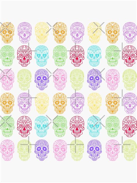 Day Of The Dead Sugar Skulls Sticker By Designbyleo Redbubble