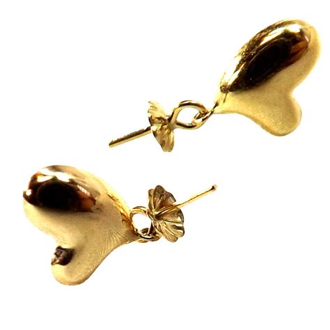 18k Yellow Gold Heart Drop Pearl Earring Settings