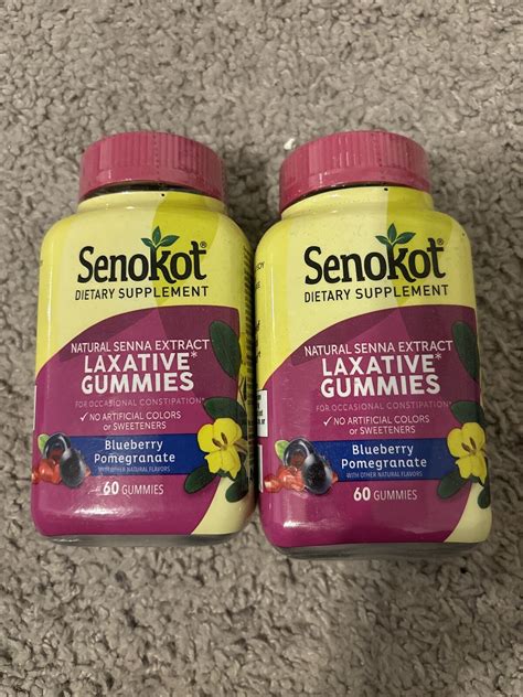 2 Senokot Laxative Gummies Natural Senna Extract 60ct Blueberry