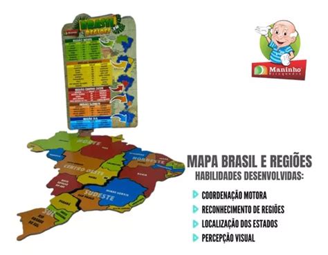 Quebra Cabe A Infantil Mapa Brasil Em Regi Es Pedag Gico R Em