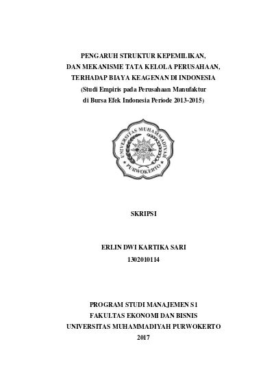 Pengaruh Struktur Kepemilikan Dan Mekanisme Tata Kelola Perusahaan