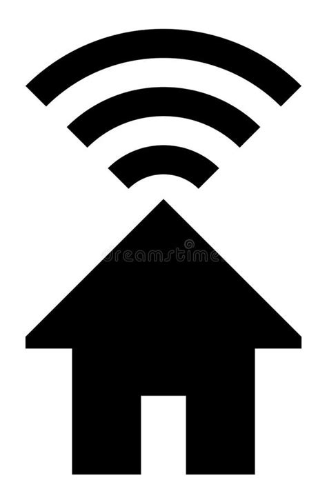 Home Wifi Symbol Icon Black With Outline Isolated Vector Stock