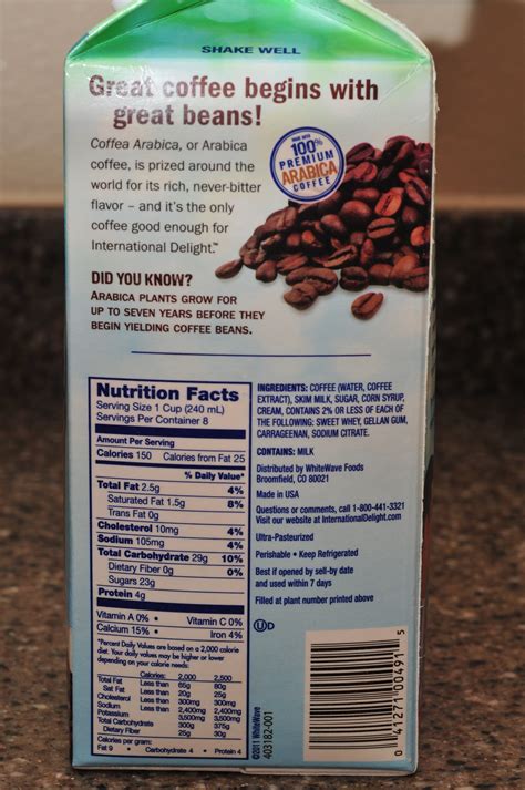 International Delight Iced Coffee Nutrition Facts Blog Dandk