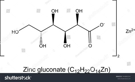 Zinc Gluconate Molecule Ionic Chemical Formula Stock Vector Royalty Free 1943882524 Shutterstock