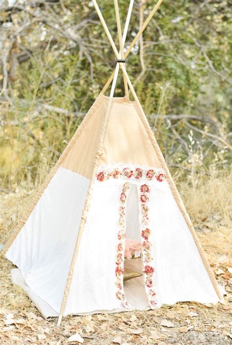 White Lace Teepee Floral Teepee Girls Teepee Girls Tent Etsy