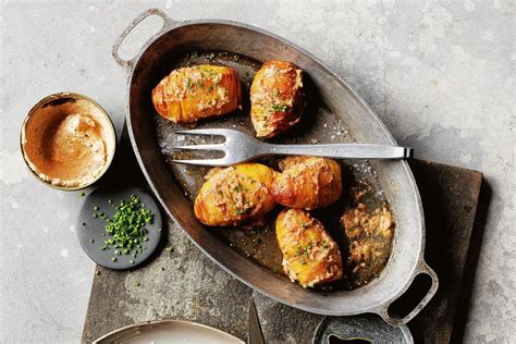 Hasselback Potatoes With Nduja Butter Recipe Recipes Delicious Au