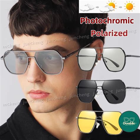 Dg New Metal Polarized Double Beam Photochromic Sunglasses For Men