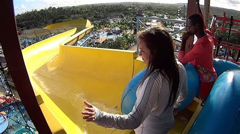 Huge Yellow Water Slide At Veneza Water Park Youtube