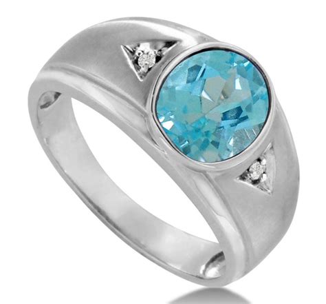 Natural Blue Topaz Men S Ring In 925 Sterling Silver Etsy