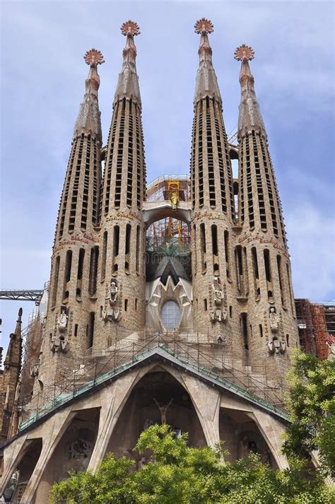 Fassade Von Kathedrale Sagrada Familia Barcelona Spanien