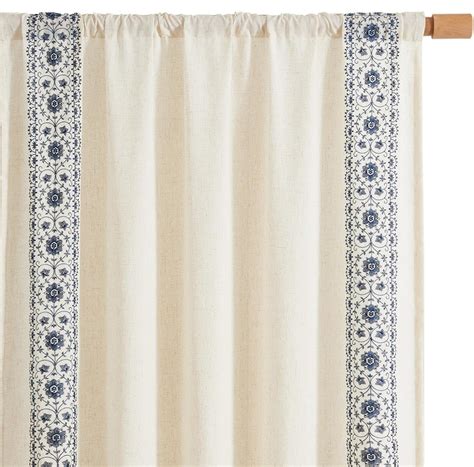 Jinchan Linen Curtains For Bedroom Blue Vintage Floral