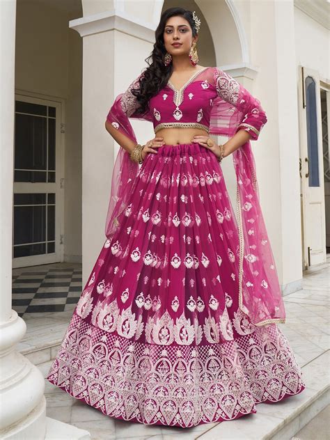 Buy Fabpixel Embroidered Sequinned Semi Stitched Lehenga Unstitched