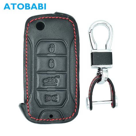 Atobabi Genuine Leather Flip Car Key Case Holder For Jeep Renegade Hard