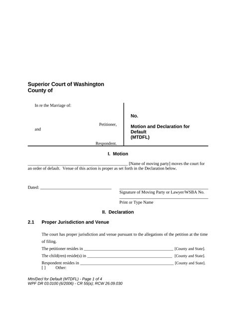 Wpf Dr 03 0100 Motion And Declaration For Default Mtdfl Washington Form