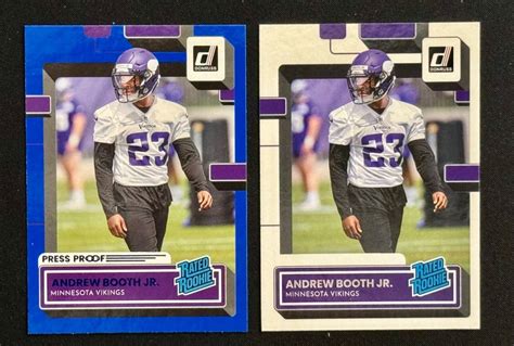 2022 Donruss Lot Of 2 Minnesota Vikings ANDREW BOOTH JR Rated Rookie